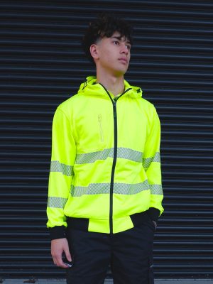 Work-Guard Recycled Hi Vis Day/Night Zipped Hoodie