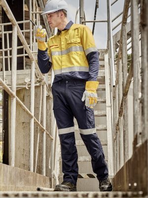 Mens Orange Flame Taped Cargo Pant (Stout)