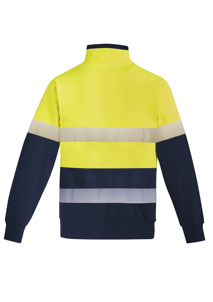 Mens Orange Flame Hi Vis 1/4 Zip Brushed Fleece Pu