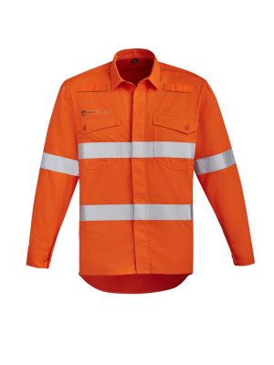 Mens Orange Flame Hi Vis Open Front Shirt - Hoop T