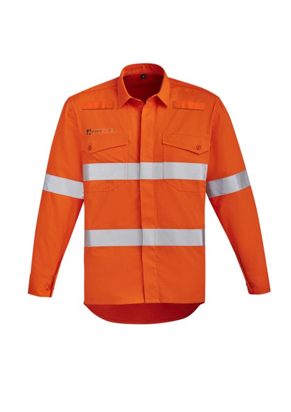 Mens Orange Flame Hi Vis Open Front Shirt - Hoop T