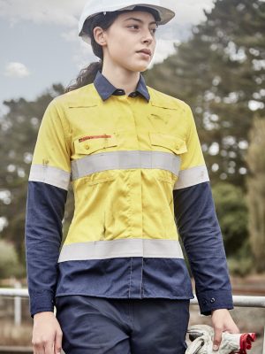 Womens Orange Flame Lightweight Ripstop Taped Shir
