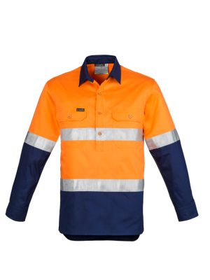 Mens Closed Front Long Sleeve Shirt - Hoop Taped