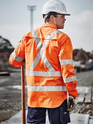 Mens Hi Vis X Back Taped Long Sleeve Shirt