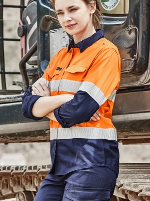 Womens Rugged Cooling Hi Vis Taped Long Sleeve Shi