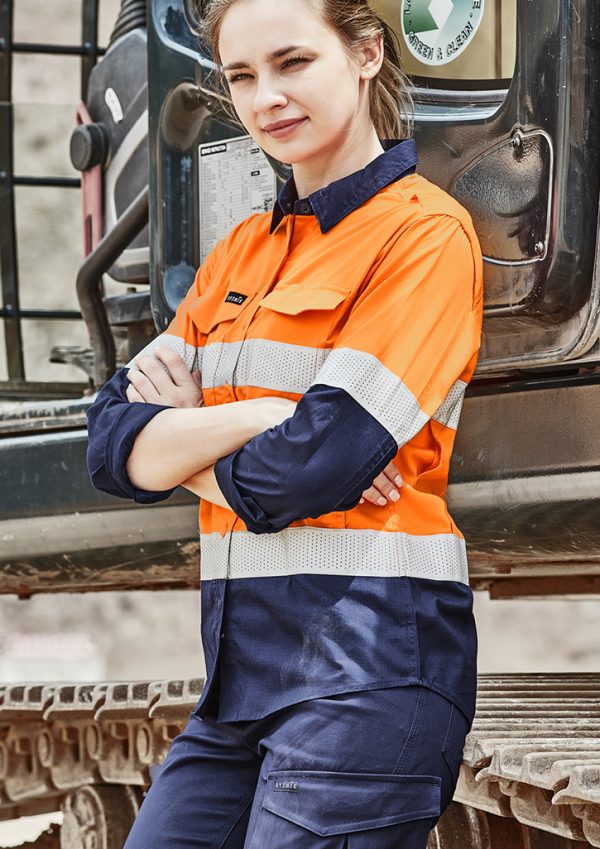 Womens Rugged Cooling Hi Vis Taped Long Sleeve Shi