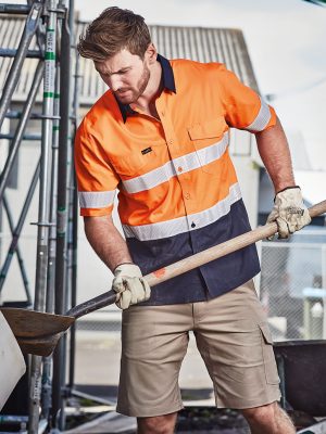 Mens Rugged Cooling Hi Vis Taped Short Sleeve Shir