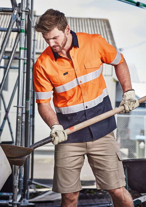Mens Rugged Cooling Hi Vis Taped Short Sleeve Shir