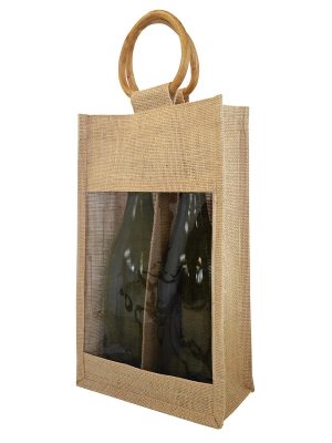 TWO BOTTLE WINDOW JUTE BAG