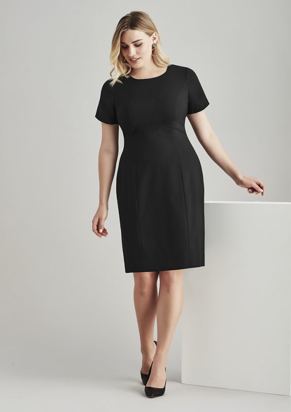 Womens Comfort Wool Stretch Short Sleeve Shift Dre