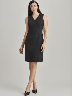Womens Comfort Wool Stretch Sleeveless V-Neck Dres