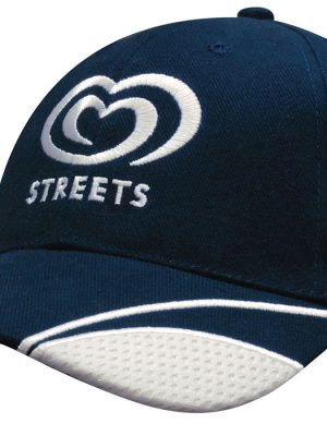Brushed Heavy Cotton Cap with Mesh Inserts on Peak