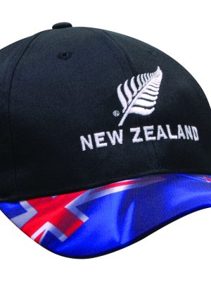 Breathable Poly Twill NZ Flag Peak Cap