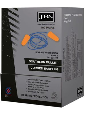 JB's SOUTHERN BULLET CORDED EARPLUG (100 PAIR)