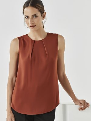 Womens Estelle Sleeveless Pleat Detail Blouse