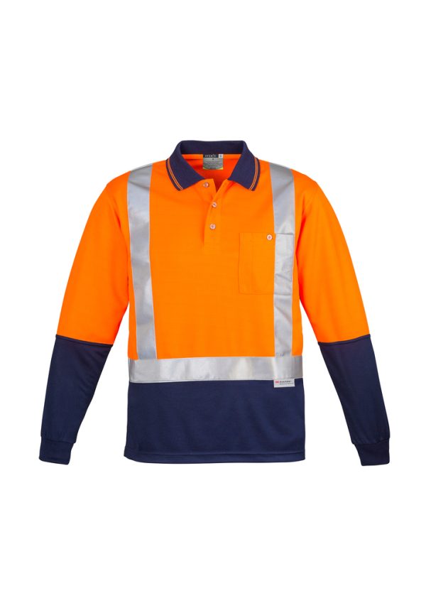 Mens Hi Vis Spliced Long Sleeve Polo - Shoulder Ta