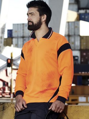 Mens Hi Vis Aztec Long Sleeve Polo