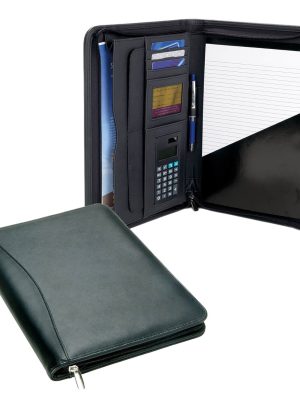 LEATHER A4 COMPENDIUM WITH CALCULATOR