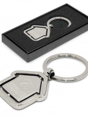 Spinning House Metal Key Ring