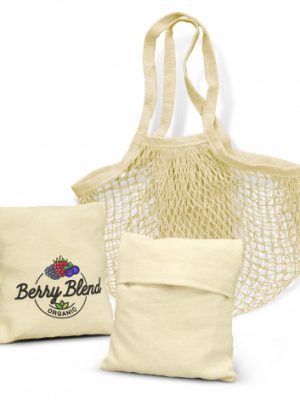 Cotton Mesh Foldaway Tote Bag