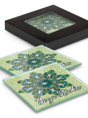 Venice Glass Coaster Set of 2 Square - Full Colour