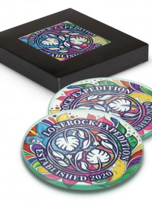 Venice Glass Coaster Set of 2 Round - Full Colour