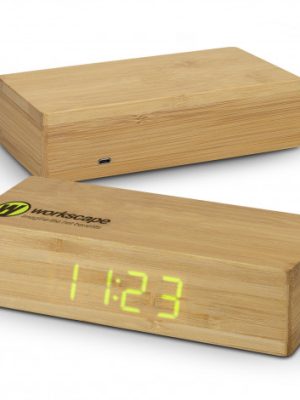 Bamboo Wireless Charging Clock