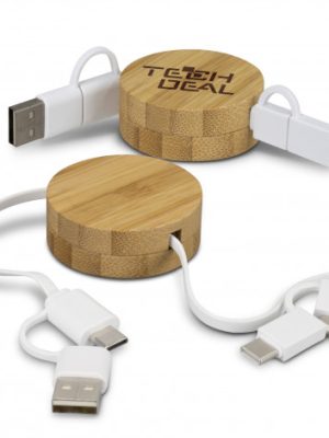 Bamboo Retractable Charging Cable