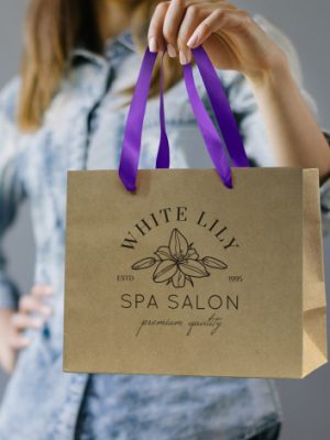 Medium Ribbon Handle Paper Bag