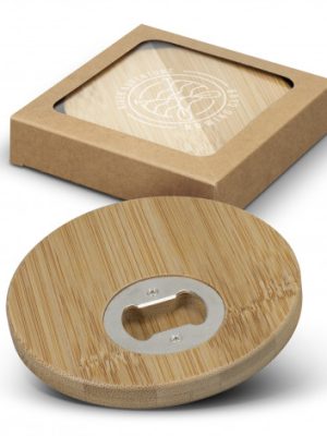 Bamboo Bottle Opener Coaster Set of 2 - Round