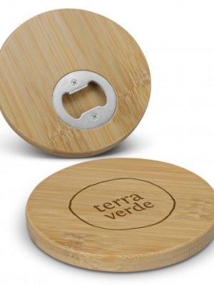 Bamboo Bottle Opener Coaster - Round