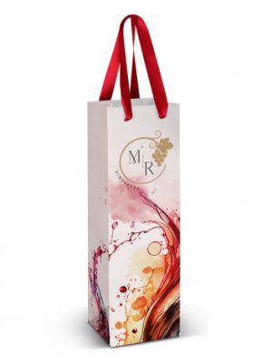 Wine Ribbon Handle Paper Bag - Full Colour
