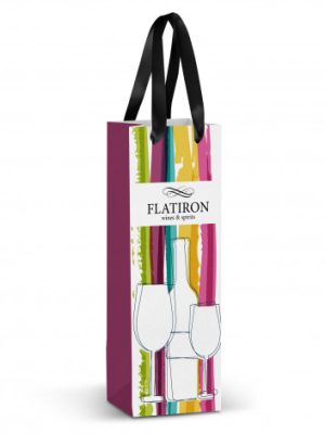 Champagne Ribbon Handle Paper Bag - Full Colour