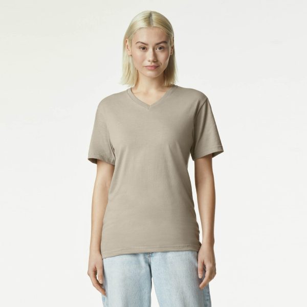 American Apparel CVC Unisex V-neck T-shirt Heather Khaki