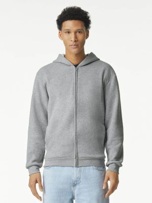 American Apparel Reflex Fleece Unisex Full Zip Hoo Heather Grey