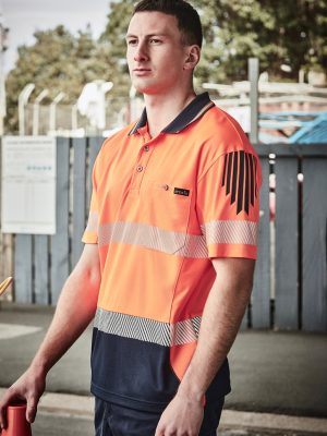 Mens Hi Vis Flux Segmented Tape Short Sleeve Polo