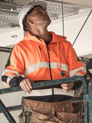 Unisex Hi Vis Full Zip Stretch Taped Hoodie